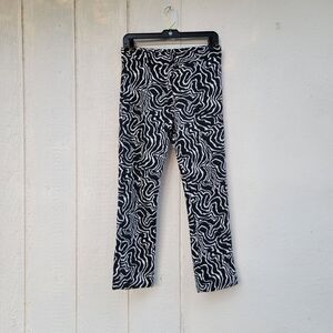 Zara Printed black and white jacquard trousers sz s